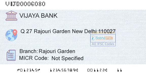 Vijaya Bank Rajouri GardenBranch 