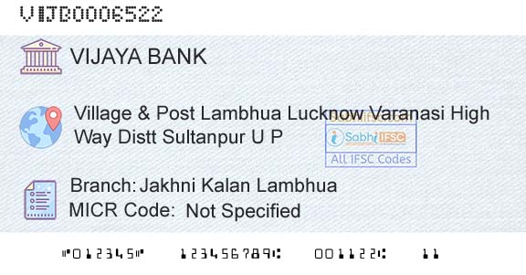 Vijaya Bank Jakhni Kalan LambhuaBranch 