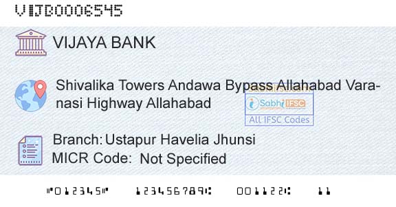 Vijaya Bank Ustapur Havelia JhunsiBranch 