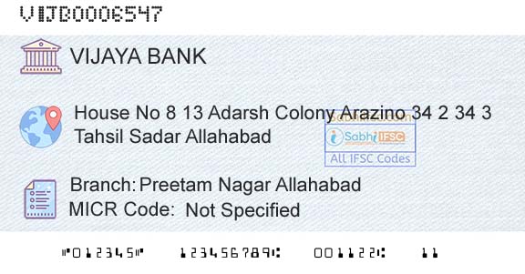 Vijaya Bank Preetam Nagar AllahabadBranch 