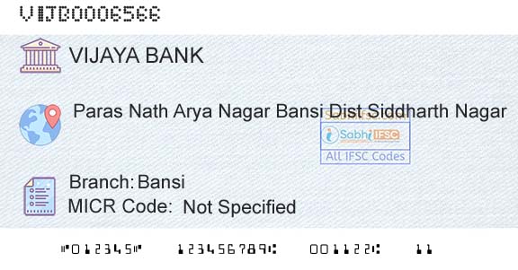 Vijaya Bank BansiBranch 
