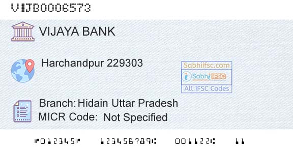 Vijaya Bank Hidain Uttar PradeshBranch 