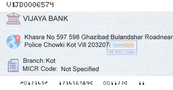 Vijaya Bank KotBranch 
