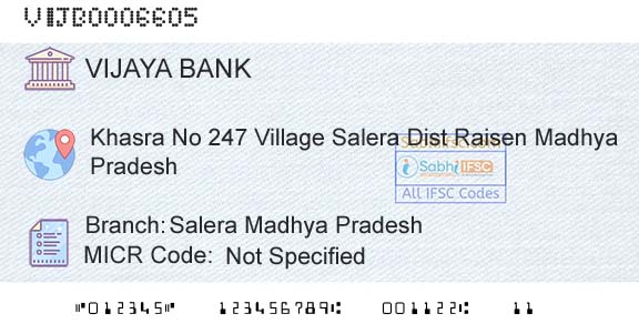 Vijaya Bank Salera Madhya PradeshBranch 