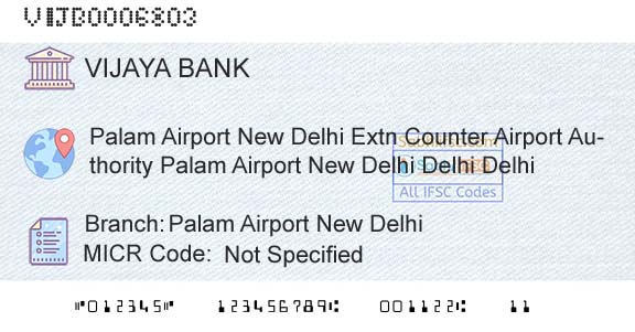Vijaya Bank Palam Airport New DelhiBranch 
