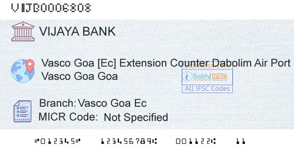 Vijaya Bank Vasco Goa [ec]Branch 