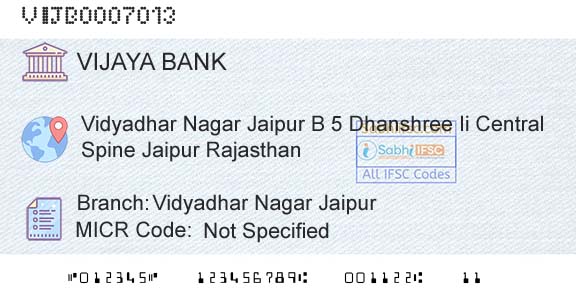 Vijaya Bank Vidyadhar Nagar JaipurBranch 