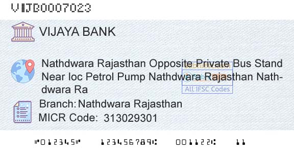 Vijaya Bank Nathdwara RajasthanBranch 