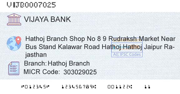 Vijaya Bank Hathoj BranchBranch 