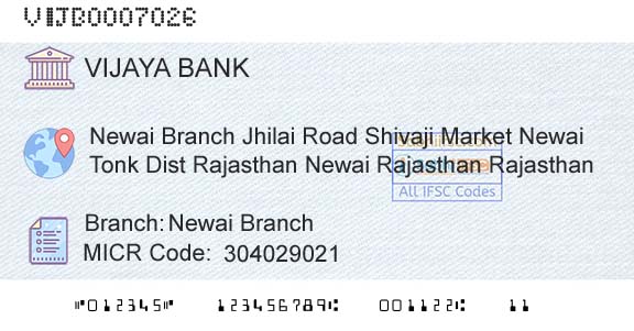 Vijaya Bank Newai BranchBranch 
