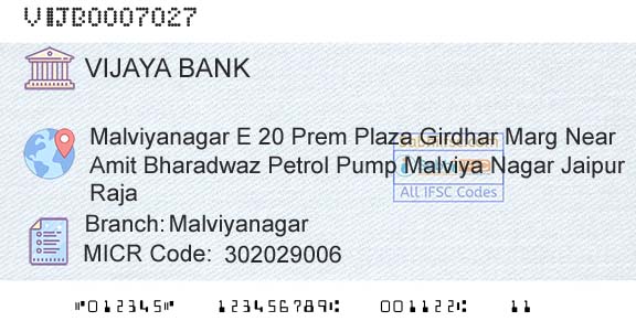 Vijaya Bank MalviyanagarBranch 