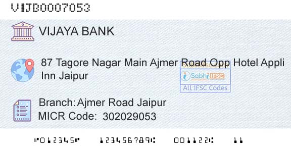 Vijaya Bank Ajmer Road JaipurBranch 