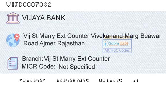 Vijaya Bank Vij St Marry Ext CounterBranch 