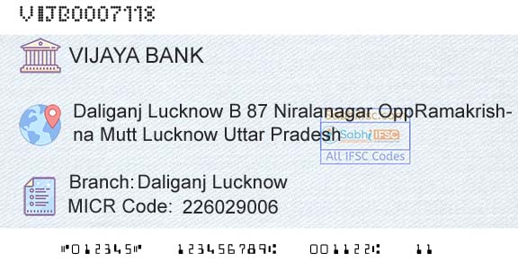 Vijaya Bank Daliganj LucknowBranch 