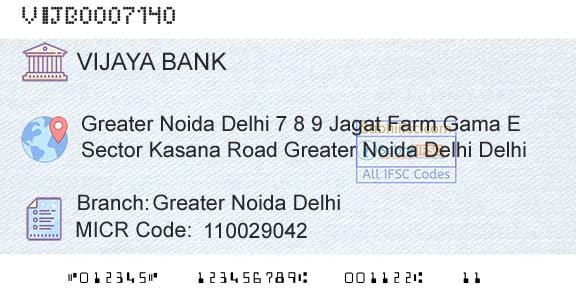 Vijaya Bank Greater Noida DelhiBranch 