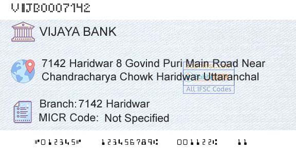 Vijaya Bank 7142 HaridwarBranch 