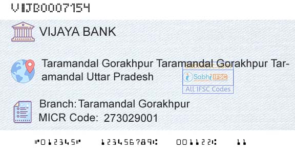 Vijaya Bank Taramandal GorakhpurBranch 