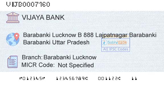 Vijaya Bank Barabanki LucknowBranch 