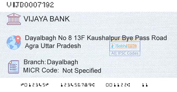 Vijaya Bank DayalbaghBranch 