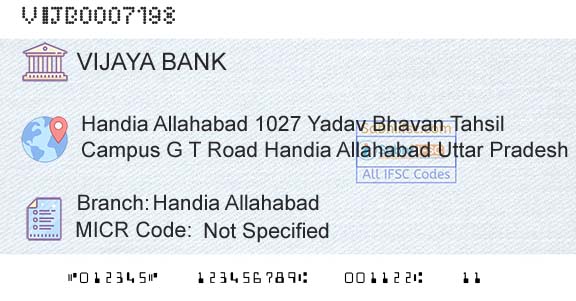Vijaya Bank Handia AllahabadBranch 