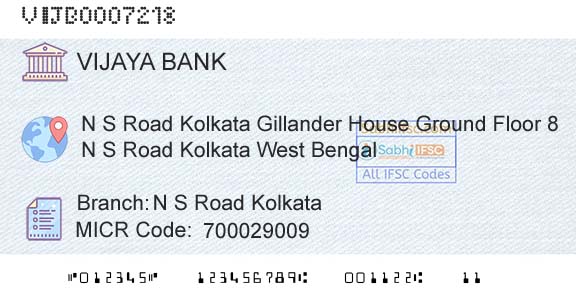 Vijaya Bank N S Road KolkataBranch 