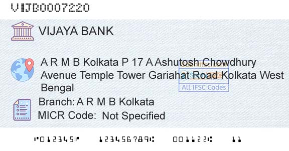Vijaya Bank A R M B KolkataBranch 