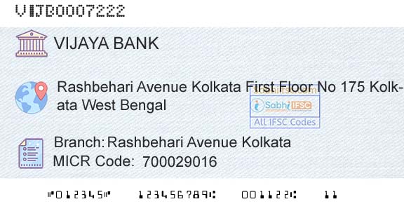 Vijaya Bank Rashbehari Avenue KolkataBranch 