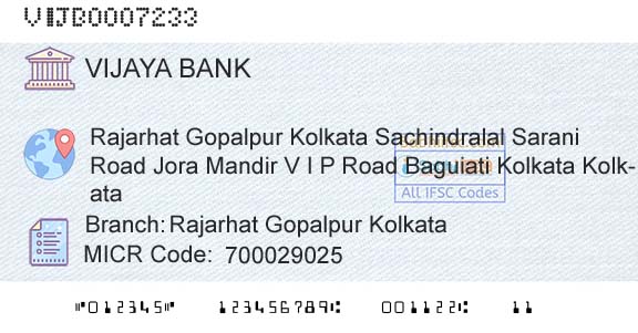 Vijaya Bank Rajarhat Gopalpur KolkataBranch 