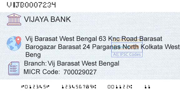 Vijaya Bank Vij Barasat West BengalBranch 