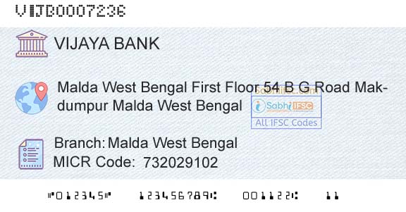 Vijaya Bank Malda West BengalBranch 