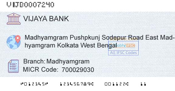 Vijaya Bank MadhyamgramBranch 