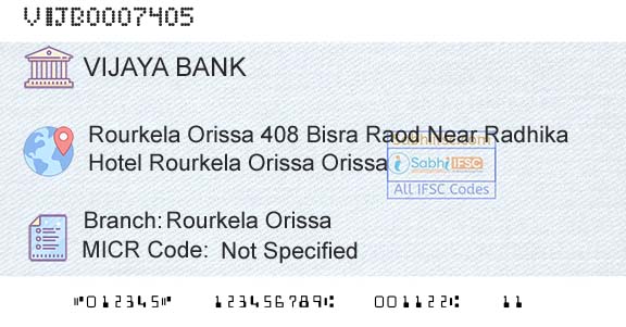 Vijaya Bank Rourkela OrissaBranch 