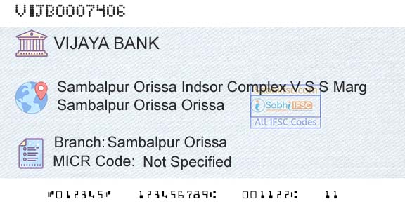 Vijaya Bank Sambalpur OrissaBranch 