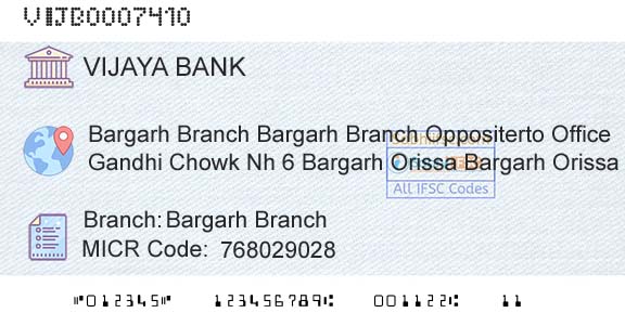 Vijaya Bank Bargarh BranchBranch 