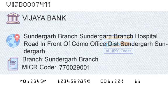 Vijaya Bank Sundergarh BranchBranch 