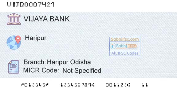 Vijaya Bank Haripur OdishaBranch 