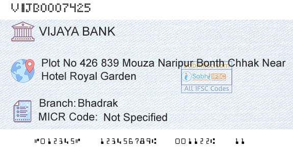Vijaya Bank BhadrakBranch 