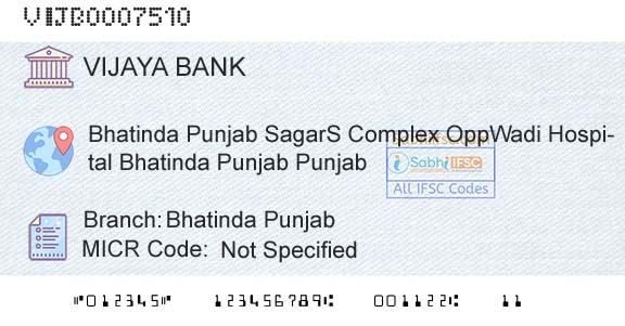 Vijaya Bank Bhatinda PunjabBranch 