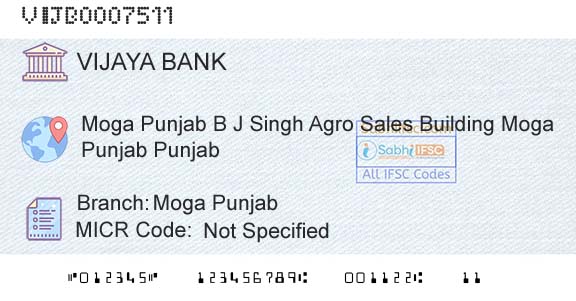 Vijaya Bank Moga PunjabBranch 