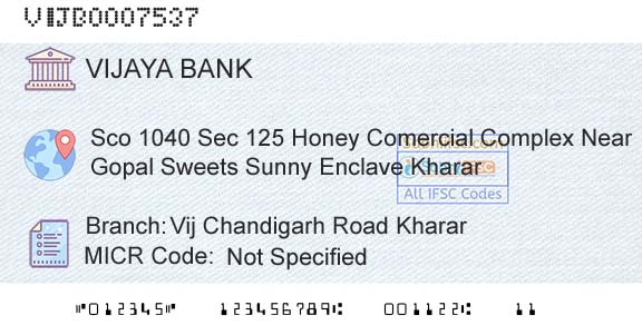 Vijaya Bank Vij Chandigarh Road KhararBranch 