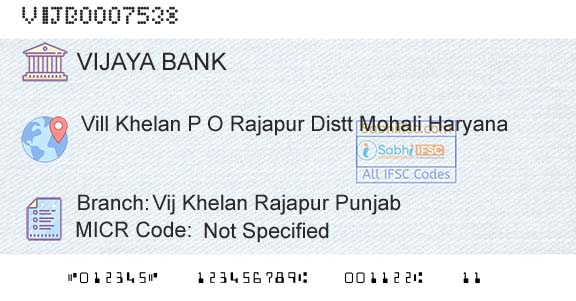 Vijaya Bank Vij Khelan Rajapur PunjabBranch 