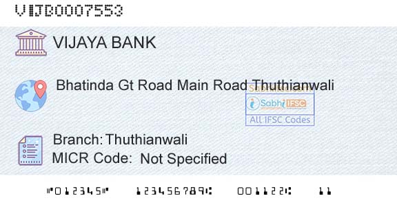Vijaya Bank ThuthianwaliBranch 