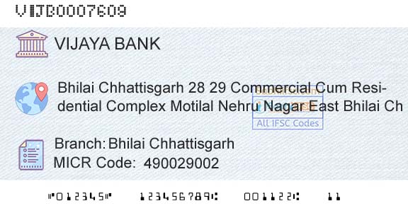 Vijaya Bank Bhilai ChhattisgarhBranch 