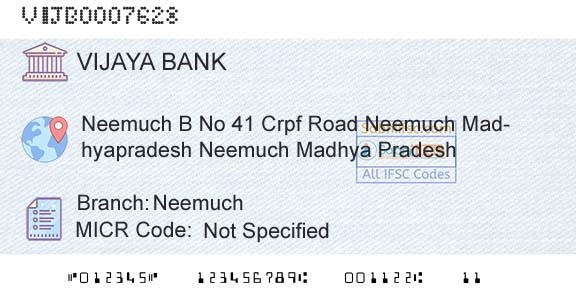 Vijaya Bank NeemuchBranch 