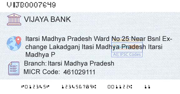 Vijaya Bank Itarsi Madhya PradeshBranch 