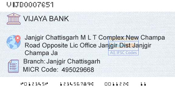 Vijaya Bank Janjgir ChattisgarhBranch 