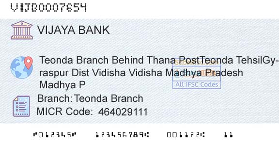Vijaya Bank Teonda BranchBranch 