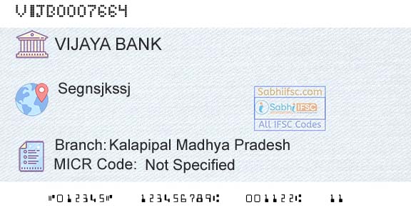 Vijaya Bank Kalapipal Madhya PradeshBranch 