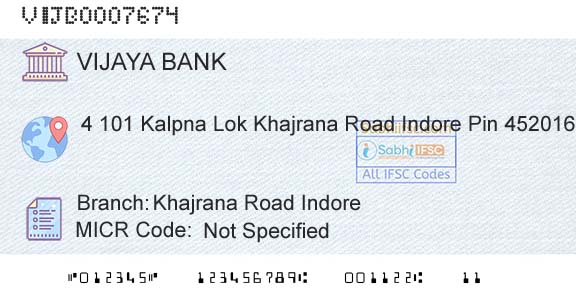 Vijaya Bank Khajrana Road IndoreBranch 