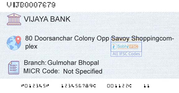 Vijaya Bank Gulmohar BhopalBranch 